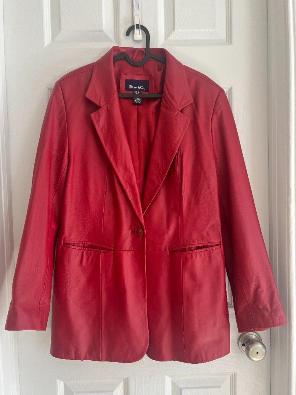 90's Red Leather Denim & Co Single Button Jacket (Sz M)
